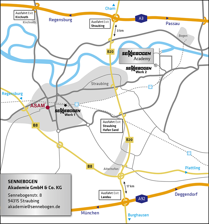 Anfahrt zur SENNEBOGEN Akademie - So gelangen Sie zu uns